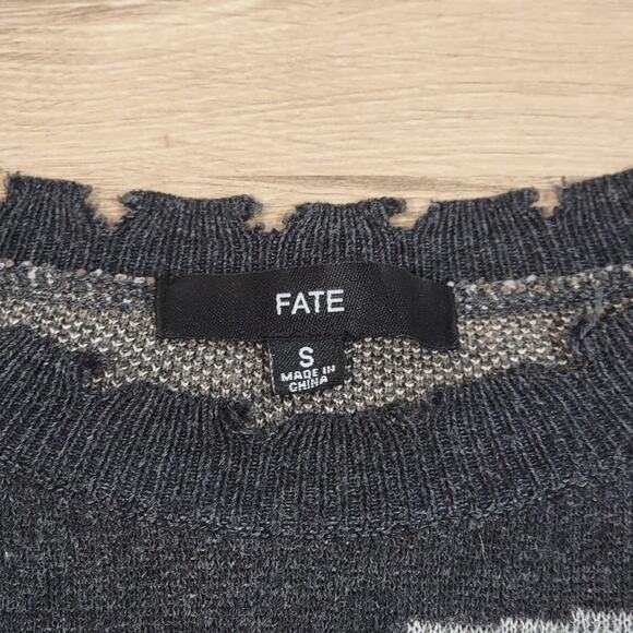 Anthropologie FATE Wool Blend Camo Distressed Crew Neck Sweater Size Small - Picture 4 of 7